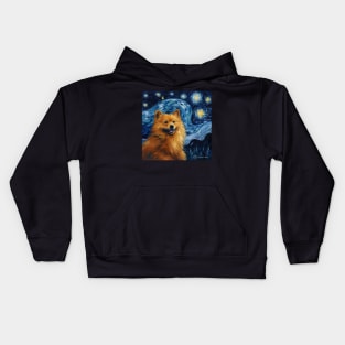 Happy Finnish Spitz Painting Night Kids Hoodie